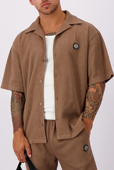 MONOGRAM WAFFLE SHIRT BROWN 3