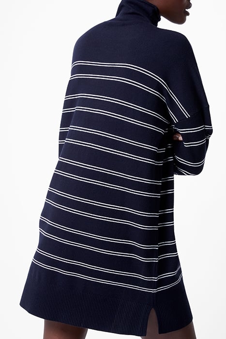 BABYSOFT STRIPED HI NECK DRESS DK NAVY/WINTER WHITE 4