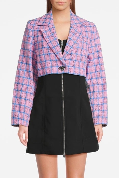CHECK SUITING CROPPED BLAZER WILD ORCHID 1