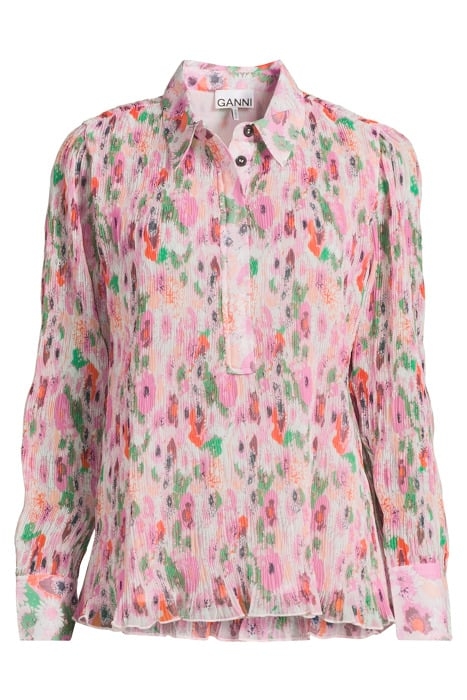 PLEATED GEORGETTE HALF PLACKET BLOUSE SUGAR PLUM 3