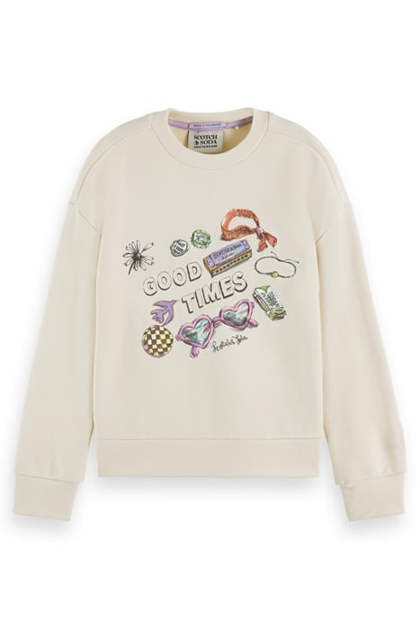 GIRLS LOOSE-FIT ARTWORK SWEATSHIRT ECRU 1