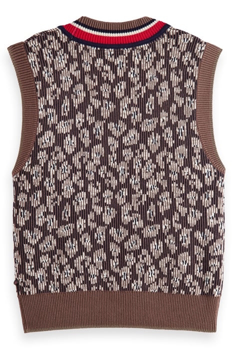 ANIMAL JACQUARD KNITTED SPENCER TAUPE 5