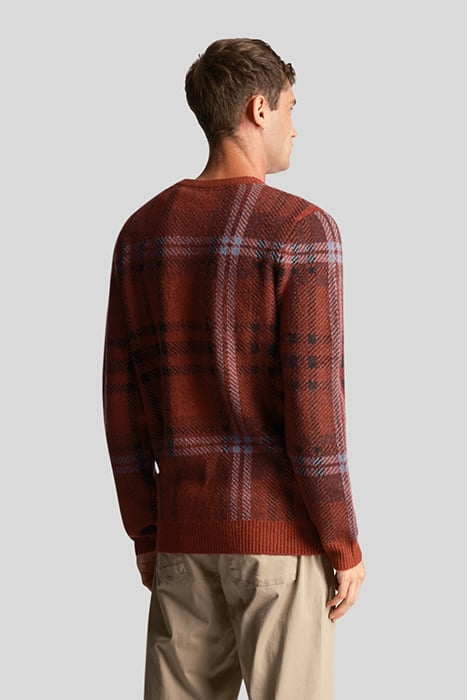 CHECK CREW NECK KNIT BURGUNDY GLADE 2