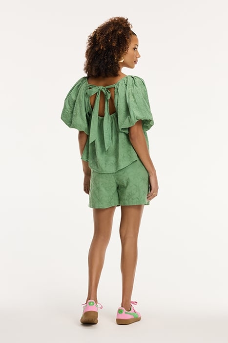 LADIES ELZA BLOUSE 3D PALM EMBRO GREEN GREEK PALM 4