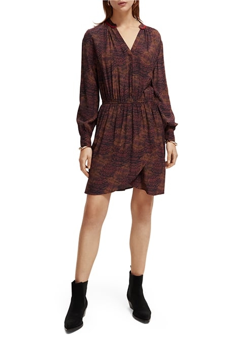 ELASTICATED WAIST MINI DRESS FEATHER BORDEAUX 2