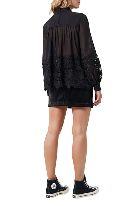 BRIANNA GEORGETTE 3D LACE TOP BLACK 2