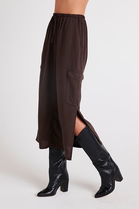 CARGO MIDI SKIRT CHESTNUT BROWN 3