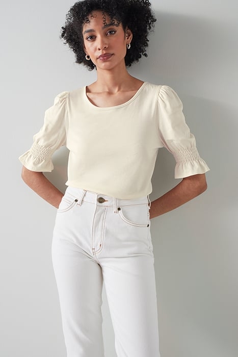 TJ EMILY - SMOCK SLEVEE T CREAM 1