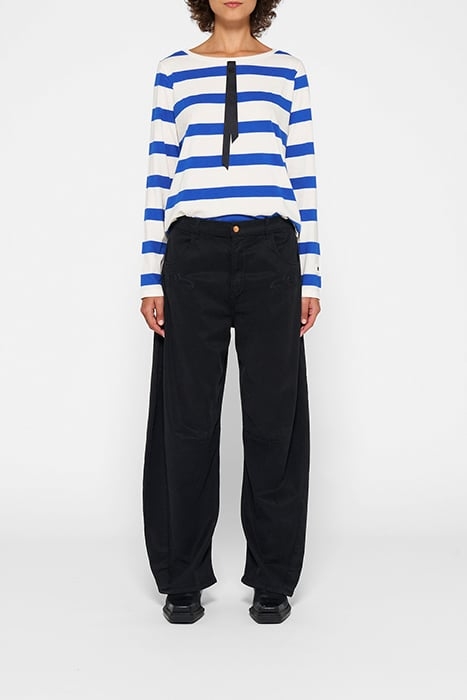 LONGSLEEVE TEE BOW STRIPE ECRU/ELECTRIC BLUE 2