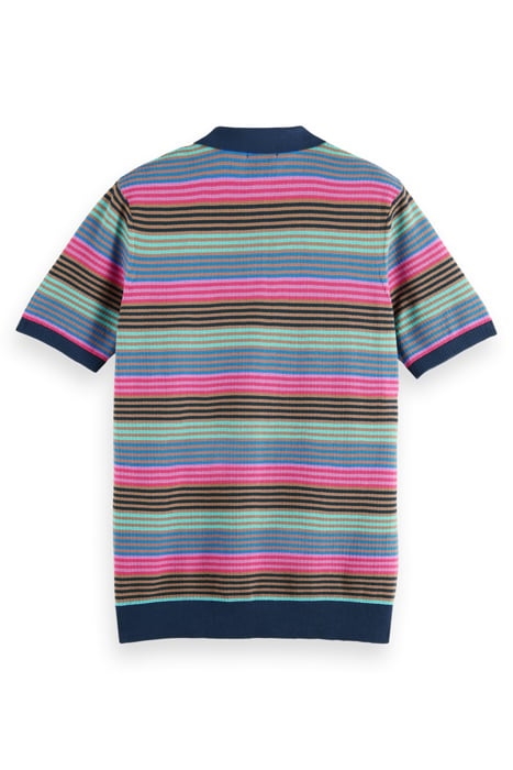 STRUCTURE KNITTED POLO STEEL TOPAZ BLUE STRIPE 5