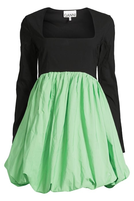 TAFFETA MIX BALLOON MINI DRESS BLACK 3