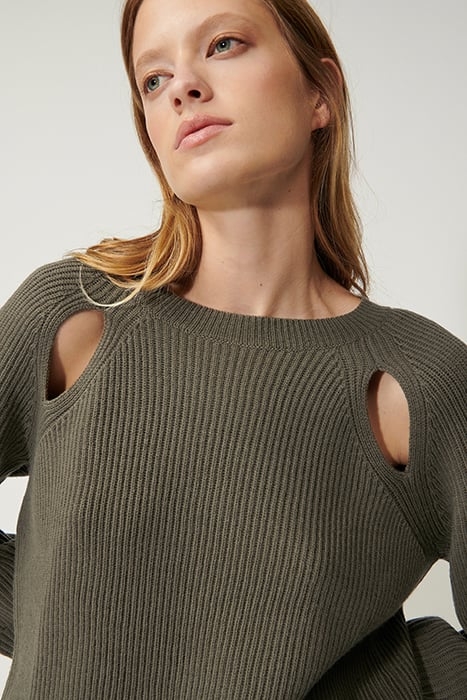 CUT-OUT PULLOVER GREYISH KHAKI 5