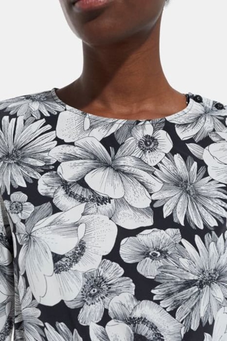 ROBE COURTE MANCHES LONGUES ROMANTIC GARDEN BLACK WHITE 4