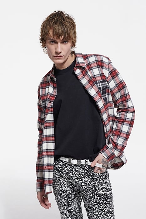 CHEMISE DROITE A CARREAUX POCHES CONTRASTEES RED 1