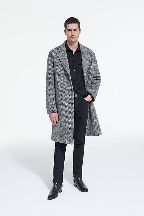 MANTEAU LONG CHEVRON AVEC POCHES BLACK WHITE 3