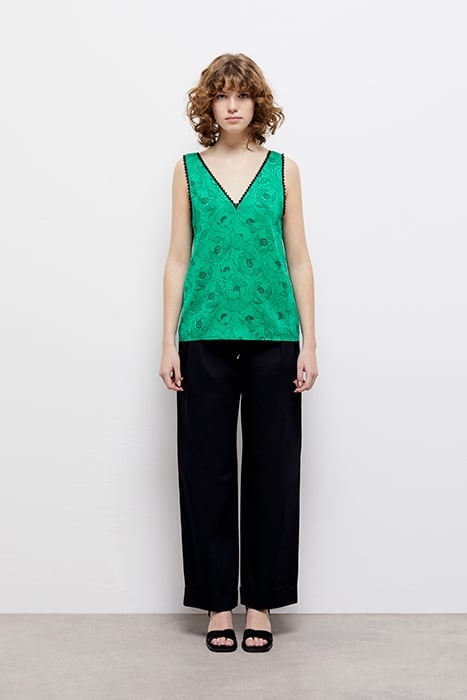 TOP SANS MANCHES DETAILS DENTELLES GREEN 2