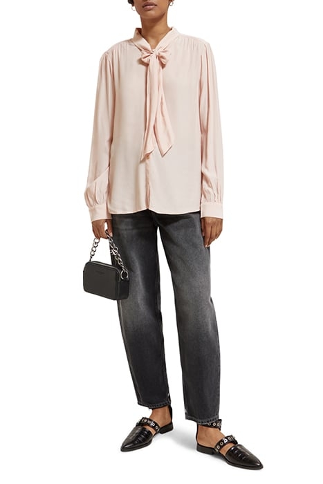 SHIRT WITH TIE NECK PALE PINK 3