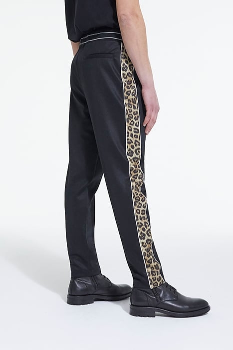 JOGGING AVEC BANDES COTES CONTRASTEES ET PIPING BLACK / LEOP 5