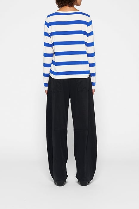 LONGSLEEVE TEE BOW STRIPE ECRU/ELECTRIC BLUE 3