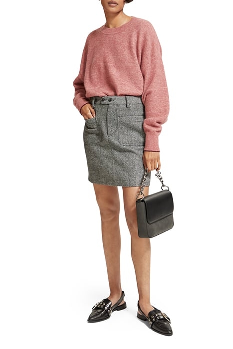 HERRINGBONE HIGH RISE MINI SKIRT HERRINGBONE TWEED 3