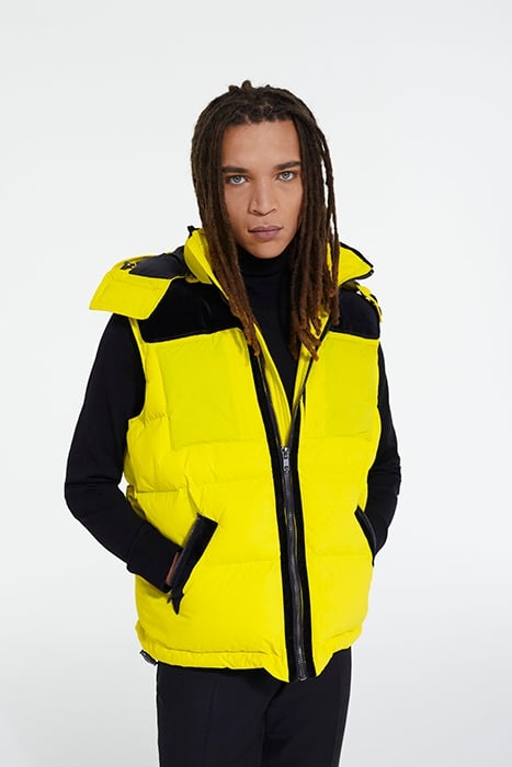 SLEEVELESS DOWN JACKET WITH CONTRASTED YOKE YELLOW FLUO 1