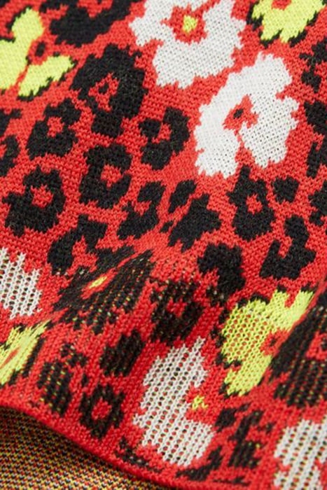 PULL COL ROND EN JACQUARD FLEURIE DARK RED 4