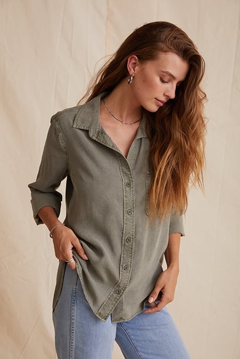 SHIRT TAIL BUTTON DOWN SOFT ARMY 1