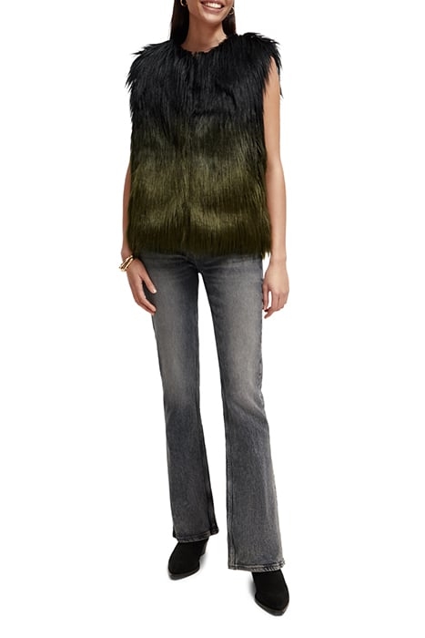 GRADIENT FAUX FUR GILET BLACK 3