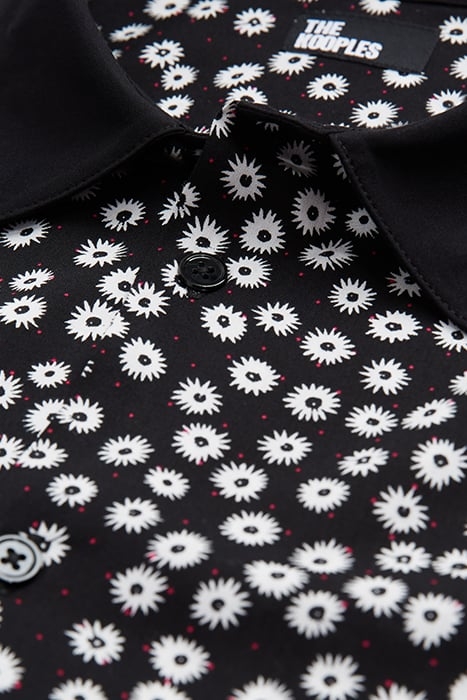 CHEMISE PRINTE DETAIL COL BLANC BLACK WHITE 2