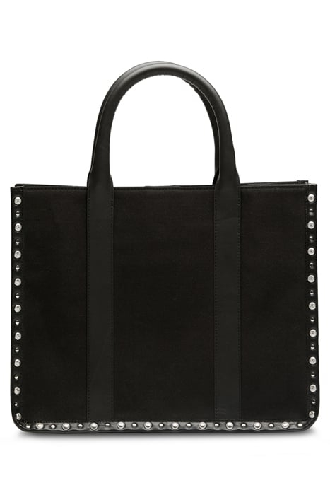 CANVAS SHOPPER WITH STUDS AND LEATHER TRIMMING EVENING BLACK 4