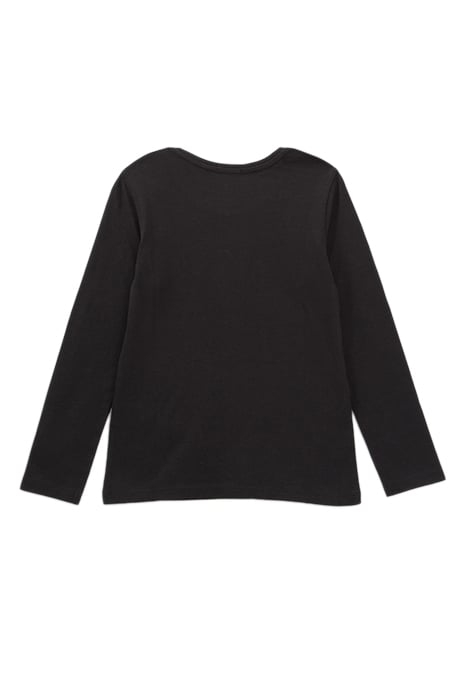 GIRLS’ BLACK ORGANIC COTTON T-SHIRT WITH ROCK IMAGES BLACK 2