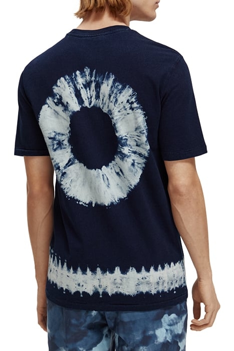 INDIGO TEE WITH PLACEMENT TIE-DYE INDIGO AND PRINT 2