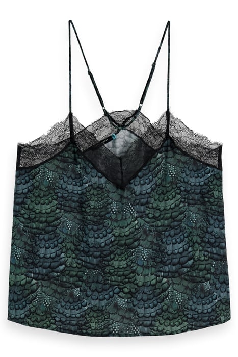 CAMISOLE WITH LACE DETAIL FEATHER BOTTLE GREEN 4