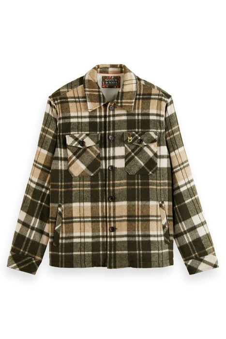 BRUSHED WOOL-BLEND CHECKED OVERSHIRT GREEN CHECK 4