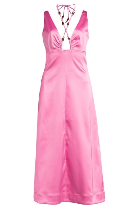 DOUBLE SATIN HALTER-NECK DRESS WILD ORCHID 3
