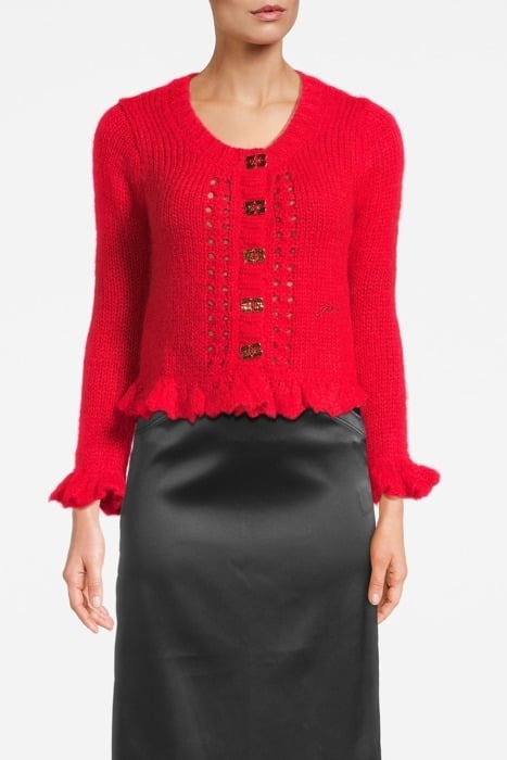 MOHAIR CARDIGAN RACING RED 1