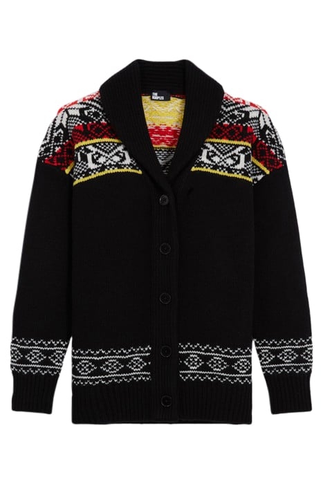 CARDGIGAN COL CHALE JACQUARD BLACK / RED / YELLOW 5