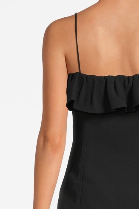 BONDED CREPE STRAP MINI DRESS BLACK 4