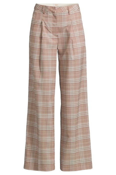 ROSE - PLEATED HIGH RISE WIDE LEG CHECK PANT PRINCE OF WALES 3