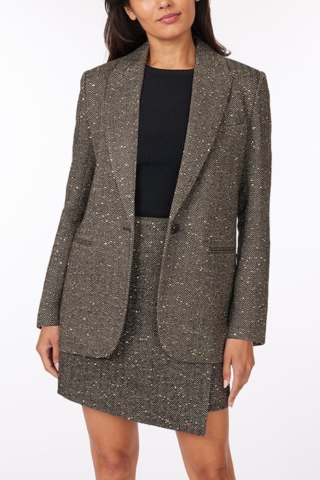 SEQUIN HERRINGBONE BLAZER BLACK W/ GOLD 1