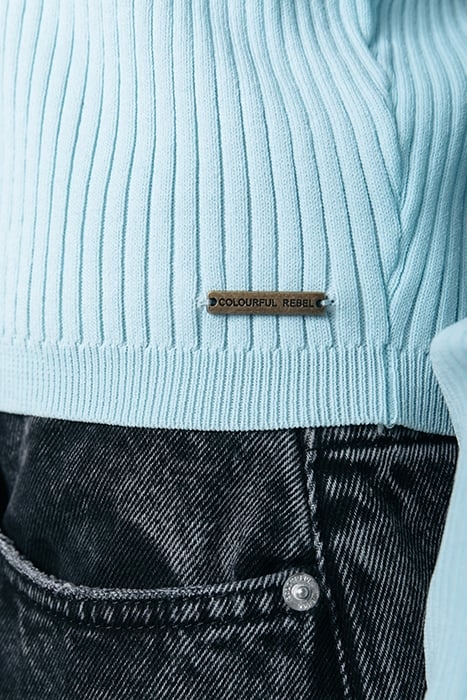 NORI FINE KNIT CROPPED LONGSLEEVE POLO LIGHT OCEAN BLUE 4