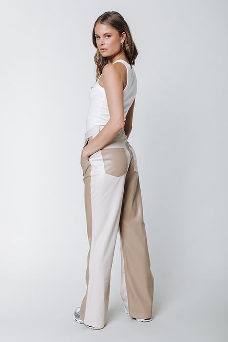 ISMAY WIDE LEG FAUX LEATHER PANTS OFF WHITE 4
