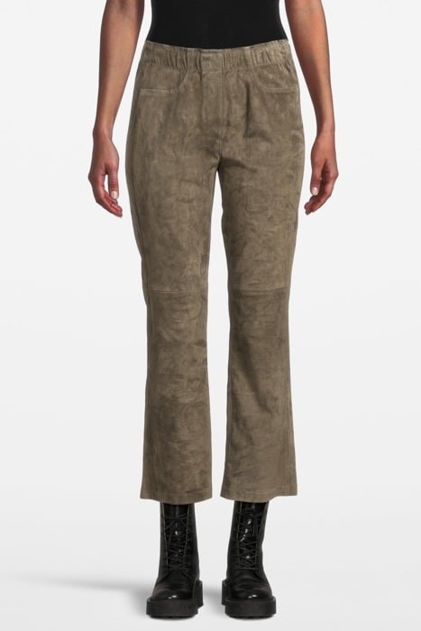 SUEDE BABYFLARE PANTS GREYISH KHAKI 1