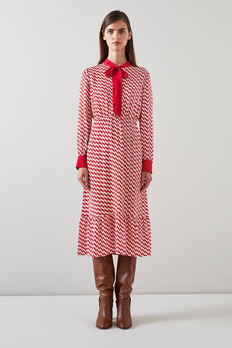 DR BRIDGET TIE NECK DRESS CHERRY 2
