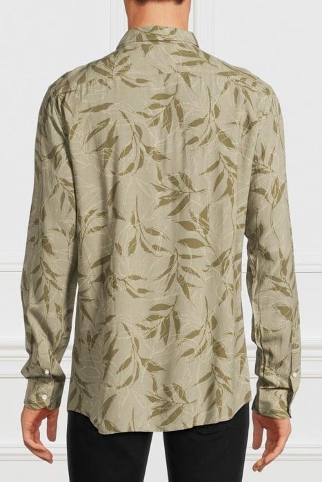 BENNY NEW COLLAR PAU OLIVE MACROLEAF CASUAL SHIRT PRINT 2