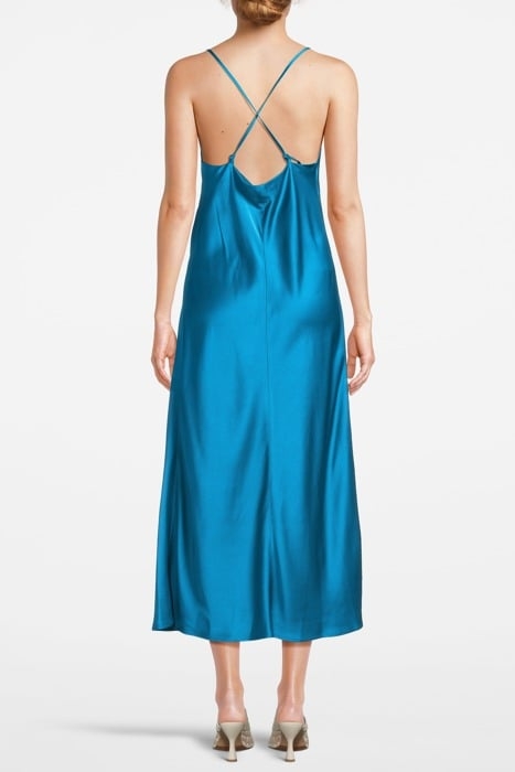 SATIN SLIPDRESS WITH BIAS CUT DEEP TURQUOISE 2