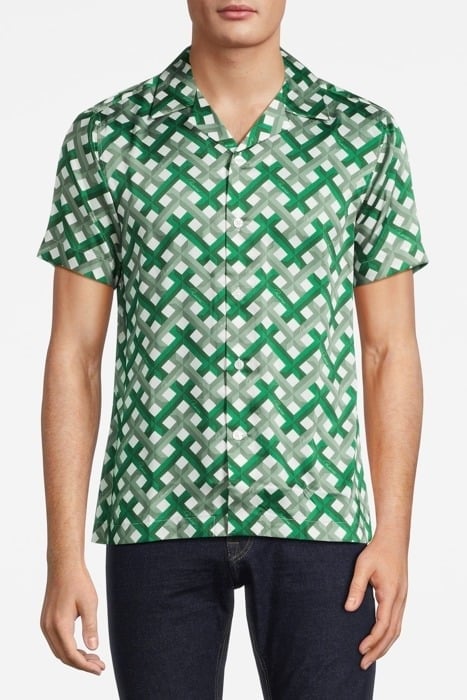 ELDEN SLIM FIT CUBAN COLLAR SHIRT GREEN - OUTLET PRICE 1