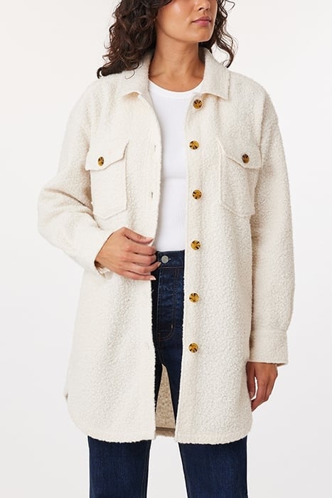 KNIT BOUCLE SHACKET EGGNOG 5