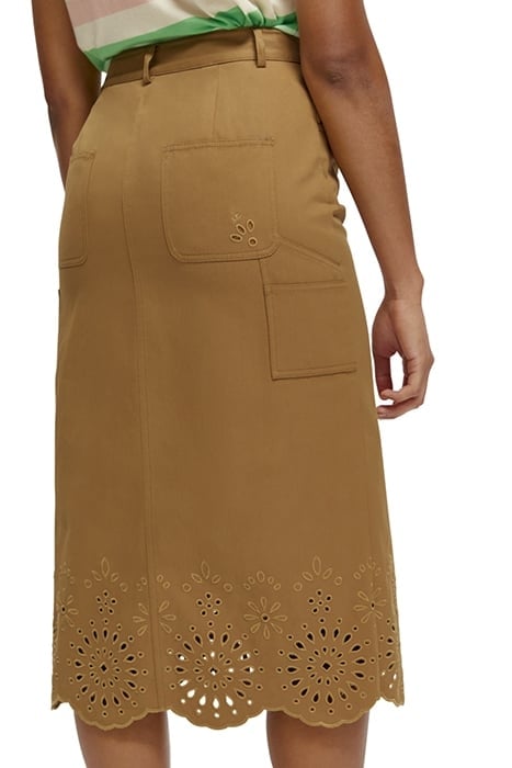 BRODERIE LONGUETTE ORGANIC COTTON MIDI SKIRT COCONUT SHELL 7