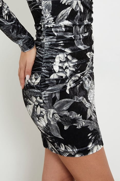 LS TESS VELVET DRESS PHANTOM FLORA BLACK 5